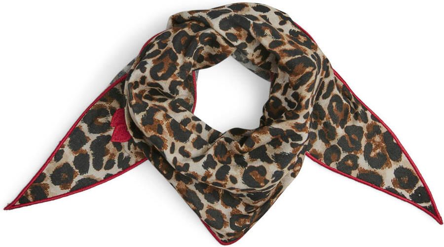 PIECES sjaal PCANINA met panterprint bruin
