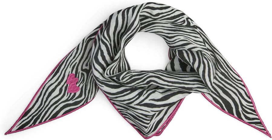 PIECES sjaal PCANINA met zebraprint zwart wit