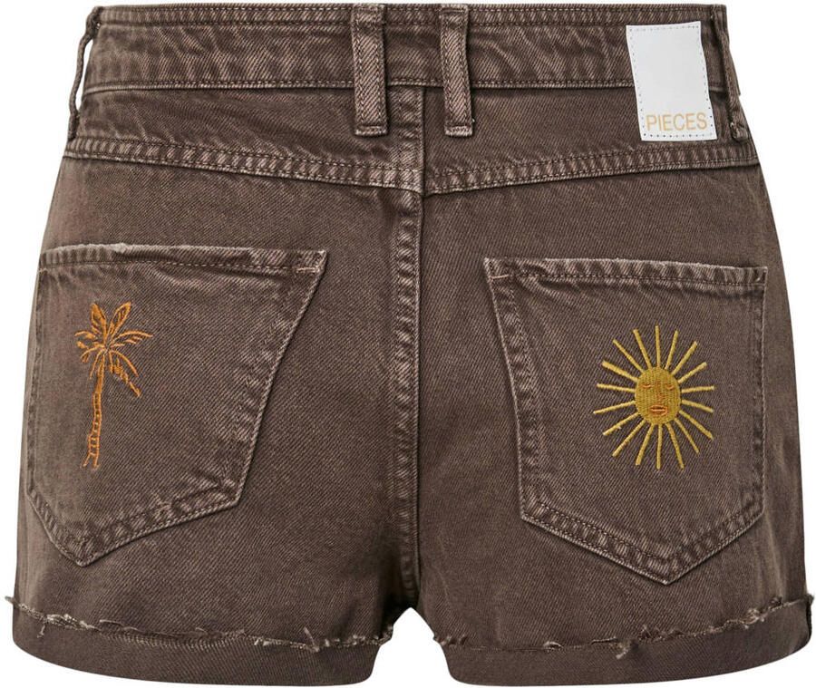 PIECES skinny high waist denim short bruin