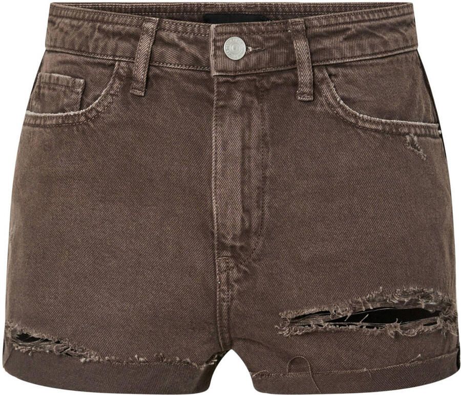 PIECES skinny high waist denim short bruin - Foto 2