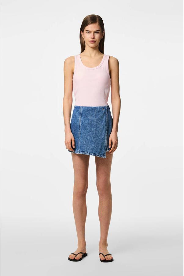 Pieces Licht uitlopende skort van katoenen denim model 'FILUM' - Foto 2