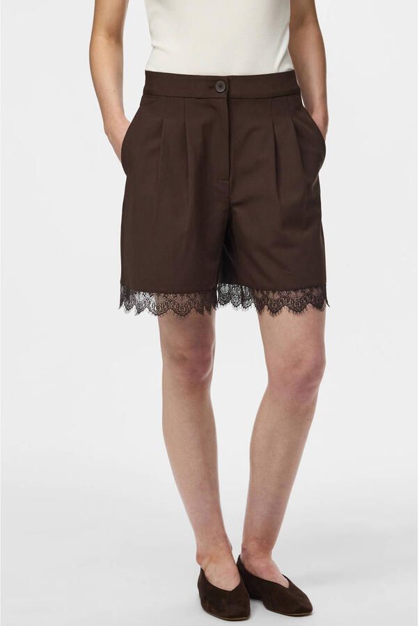 PIECES straight high waist casual short bruin