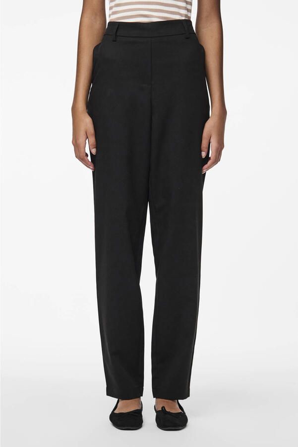 PIECES straight regular waist pantalon zwart - Foto 3