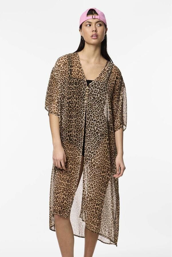 Pieces Oversized strandkaftan in semi-transparante look model 'ATRUD'