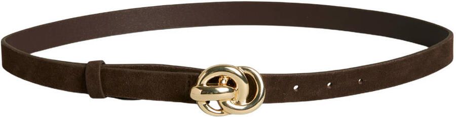 PIECES suède riem donkerbruin