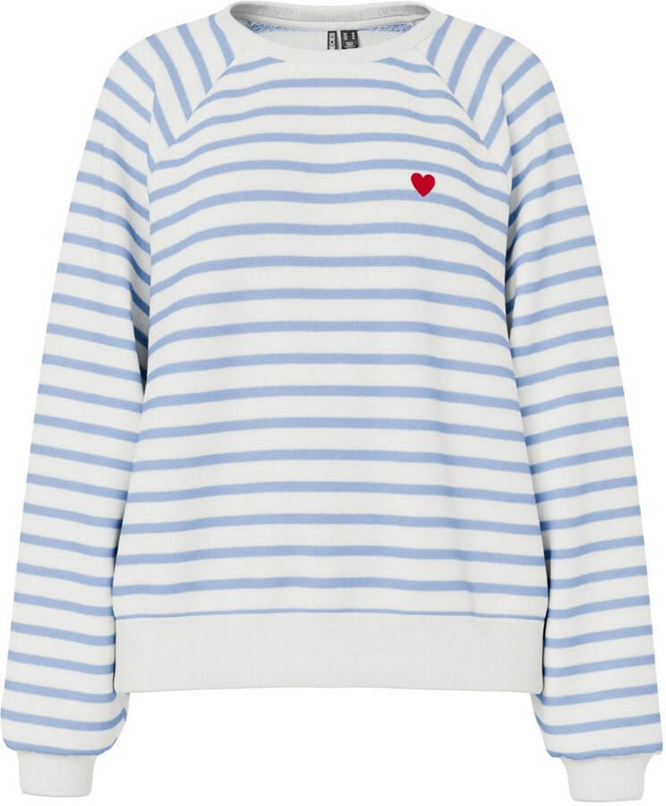 PIECES sweater PCGRETA wit lichtblauw