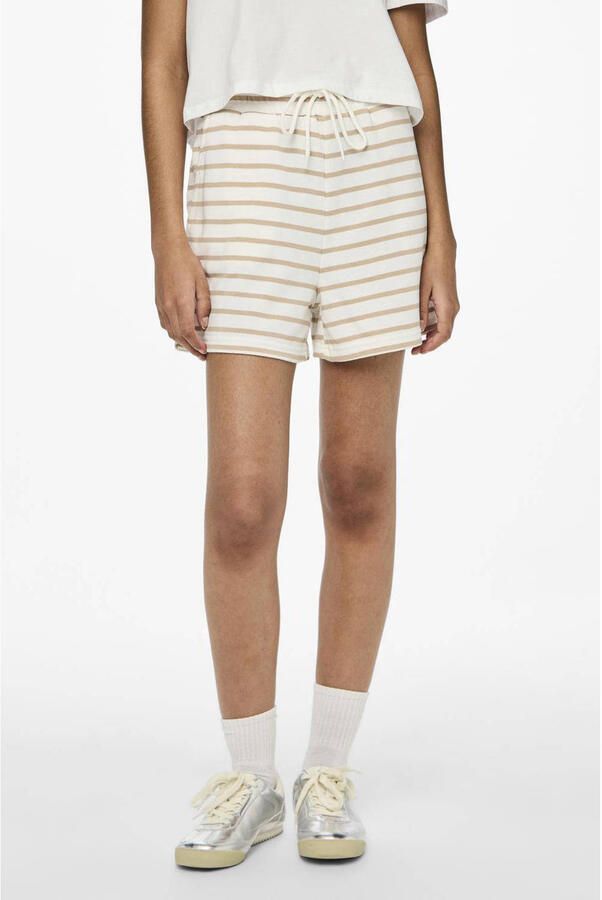 PIECES sweatshort PCCHILLI wit bruin - Foto 3