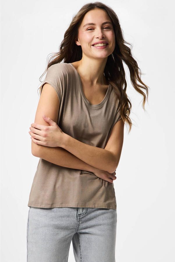 PIECES T-shirt beige met lurex