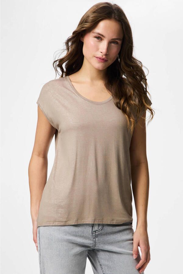 PIECES T-shirt beige met lurex - Foto 3