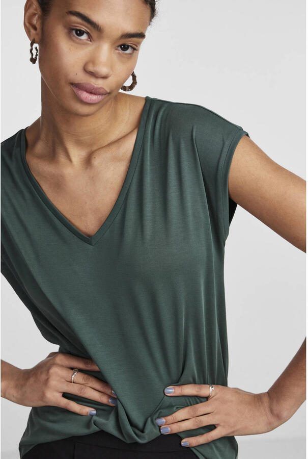 Pieces Korte Mouw Blouse Green Dames - Foto 2