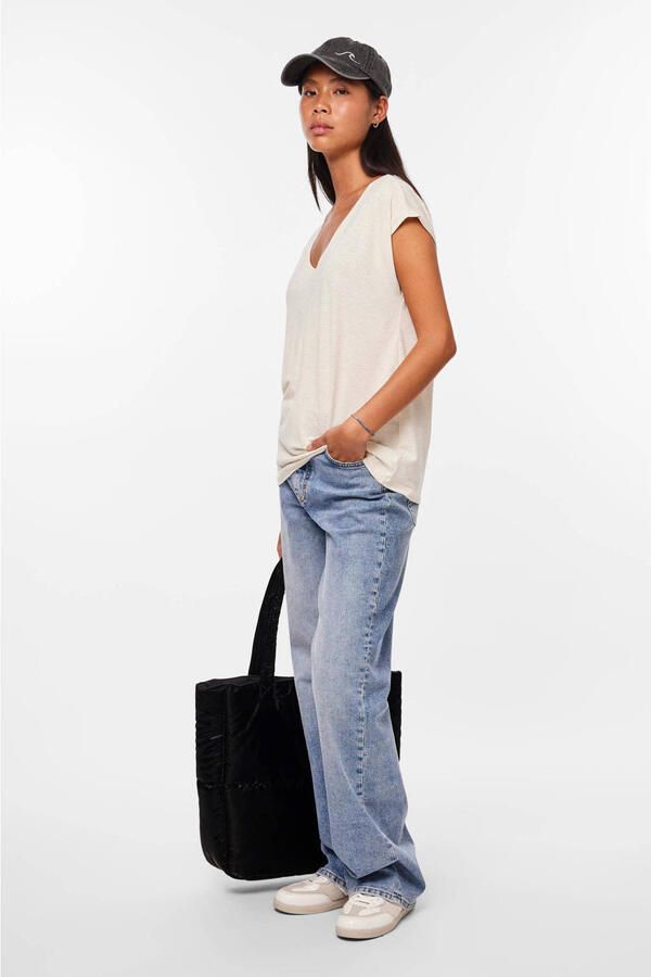 Pieces Shirt met ronde hals PCBILLO met gestreept glittereffect