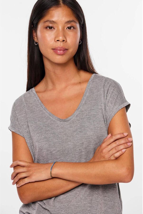 Pieces T-shirt PC BILLO met glinsterstrepen