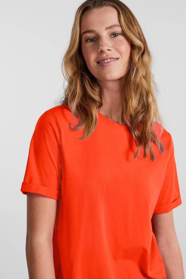 PIECES T-shirt PCRIA van katoen donkeroranje - Foto 2
