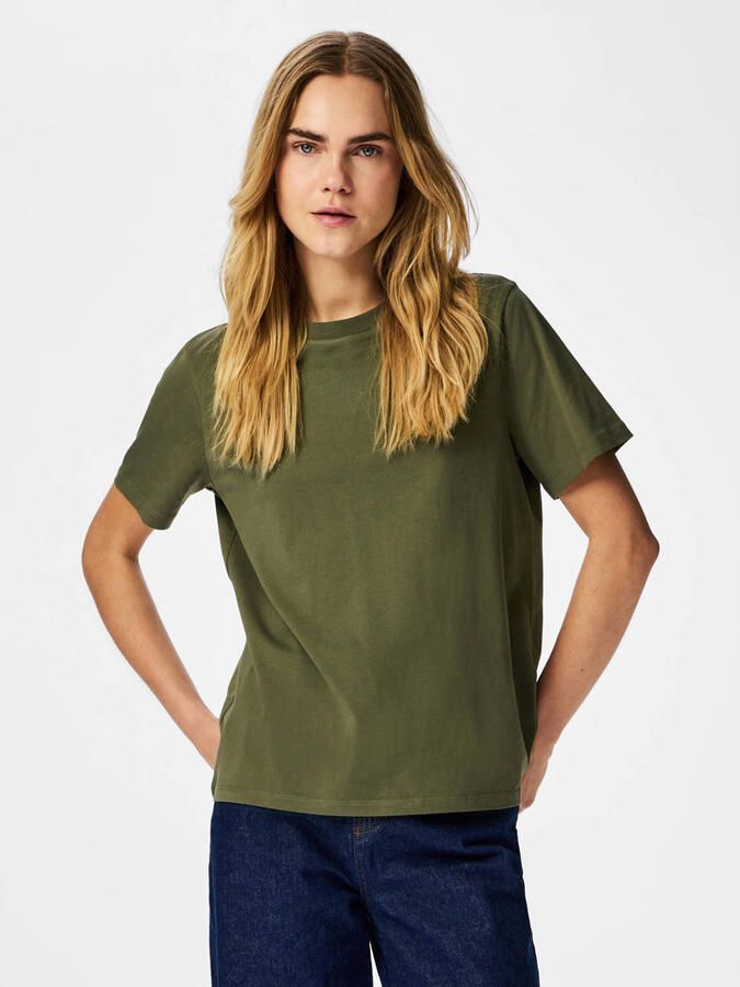 PIECES T-shirt PCRIA van katoen groen