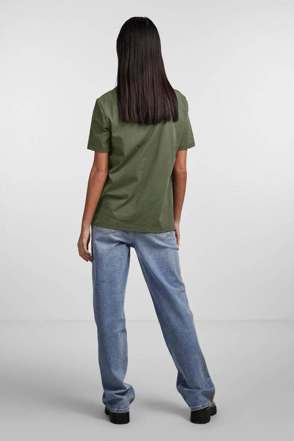 PIECES T-shirt PCRIA van katoen groen
