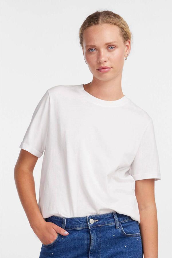 Pieces Shirt met ronde hals PCRIA SS FOLD UP SOLID TEE NOOS BC - Foto 4