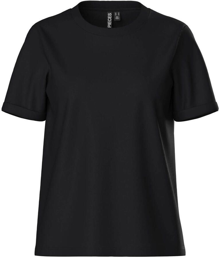 Pieces Shirt met ronde hals PCRIA SS FOLD UP SOLID TEE NOOS BC