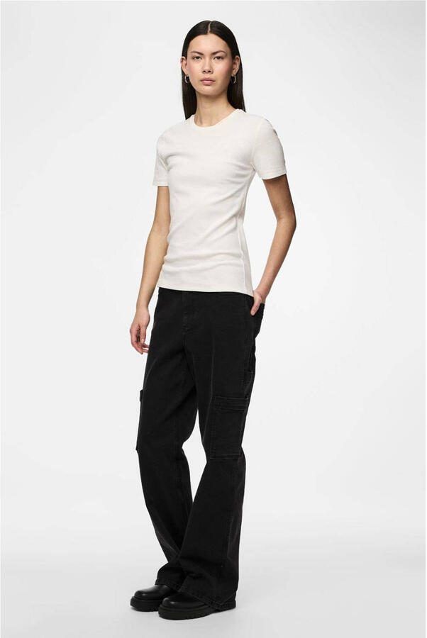Pieces slim fit T-shirt van katoenmix model 'RUKA' - Foto 3
