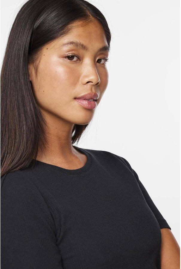 Pieces slim fit T-shirt van katoenmix model 'RUKA' - Foto 2