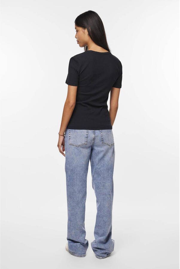 Pieces slim fit T-shirt van katoenmix model 'RUKA' - Foto 3