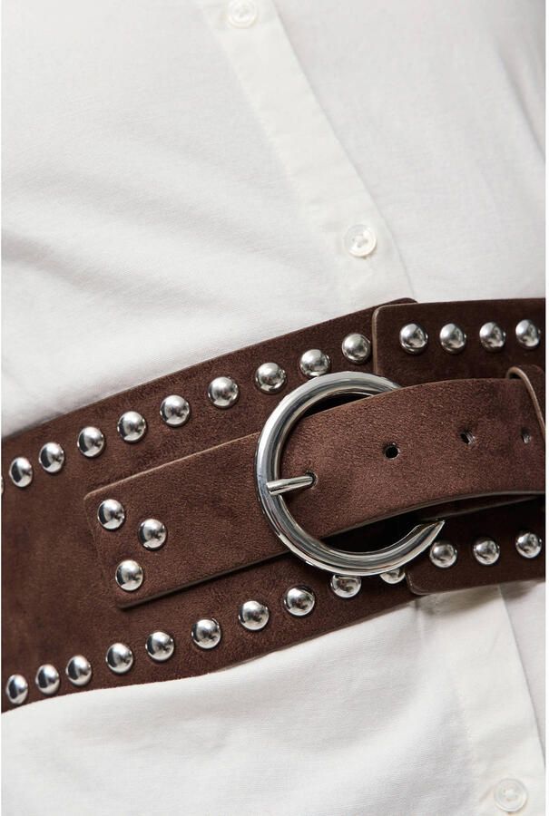 PIECES tailleriem PCOLINA met studs donkerbruin - Foto 2