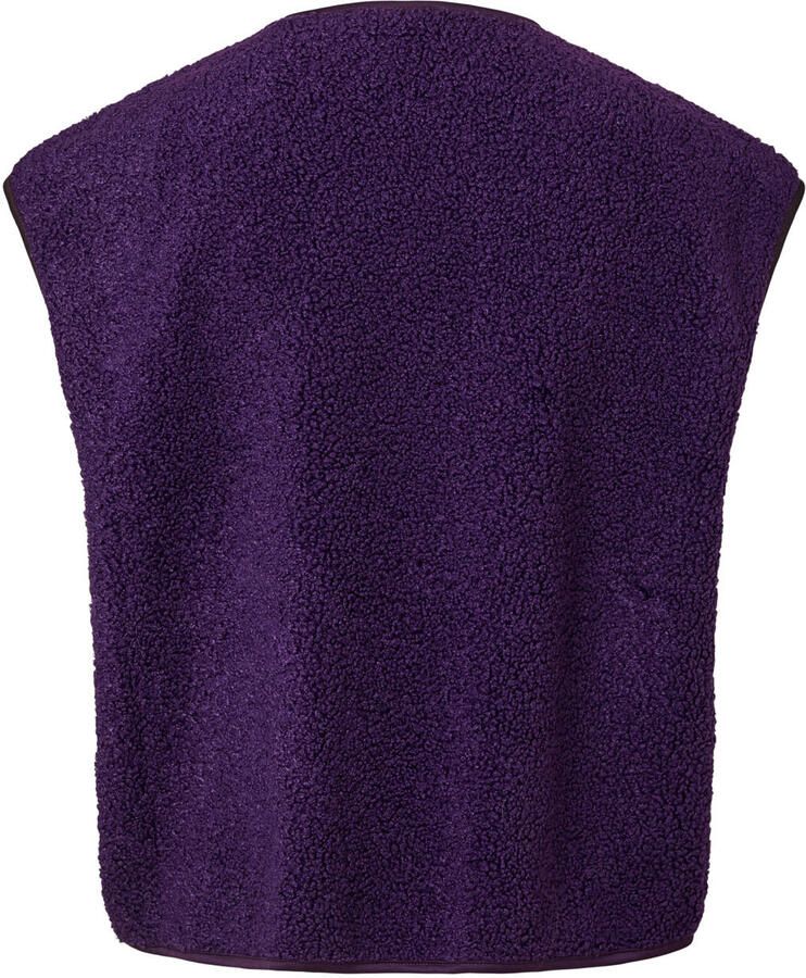 PIECES teddy gilet donkerpaars - Foto 2
