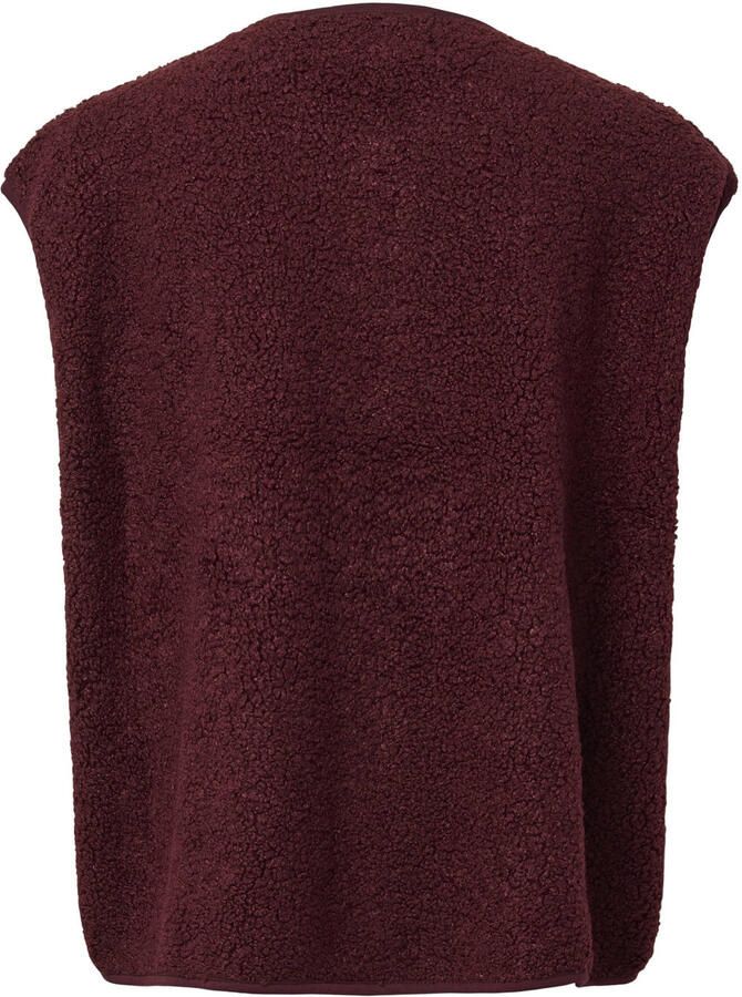 PIECES teddy gilet donkerrood - Foto 2
