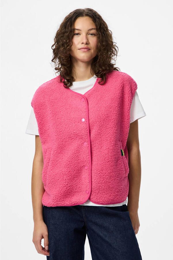Pieces Relaxed fit gilet met drukknoopsluiting model 'KATTY'