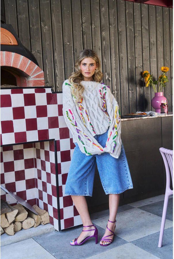 PIECES Tessa van Montfoort x Wehkamp trui ecru gebreid - Foto 3