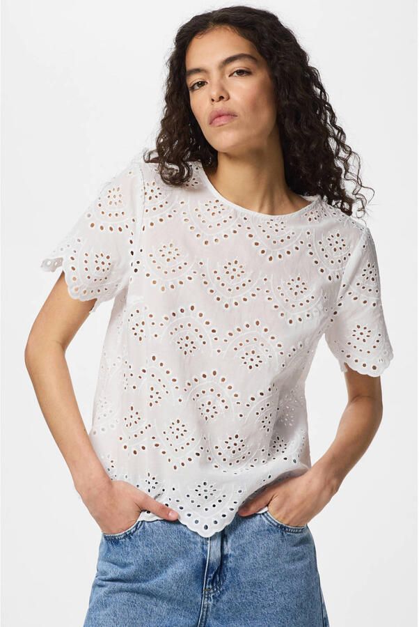 Pieces regular fit blouseshirt van puur katoen model 'VILDE'