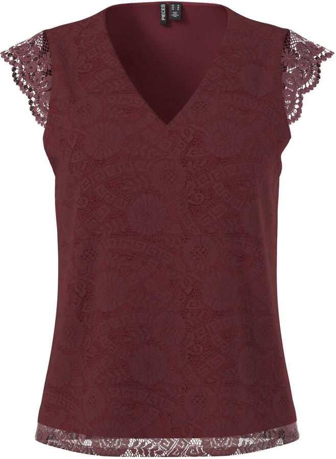 Pieces Regular fit blouseshirt met kant model 'OLLINE'