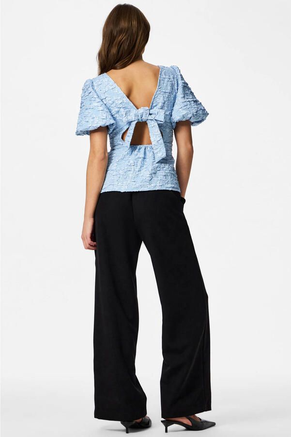 PIECES top met textuur lichtblauw - Foto 3