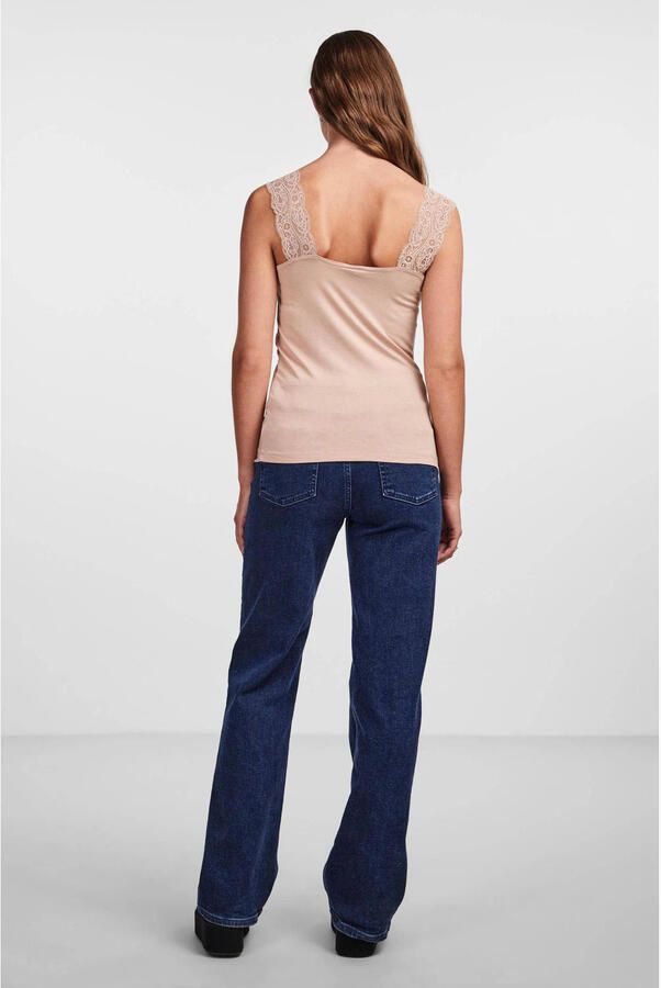 Pieces Top met bandjes van viscosemix met kant model 'BARBERA' - Foto 3