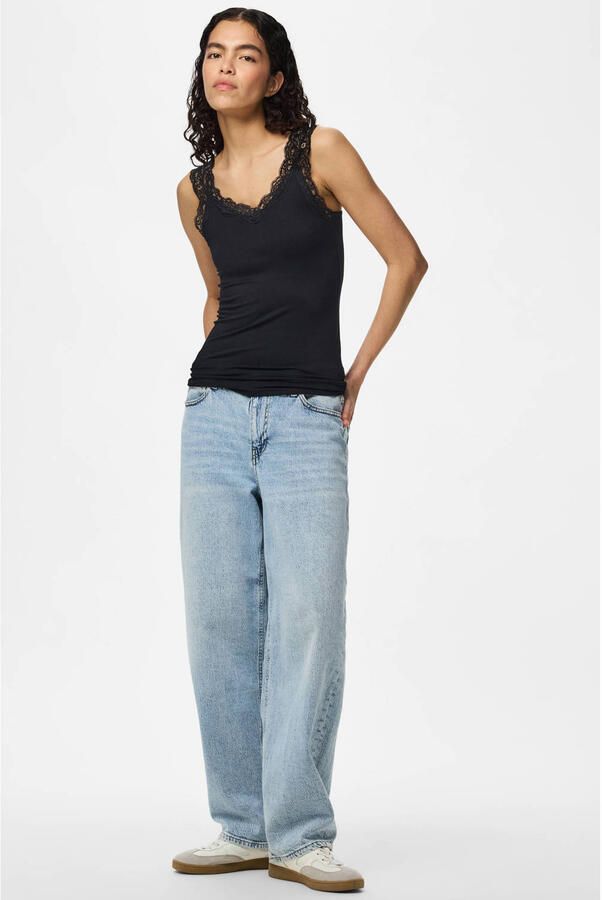 Pieces Slim fit tanktop van viscosemix model 'BARBERA LACE' - Foto 3