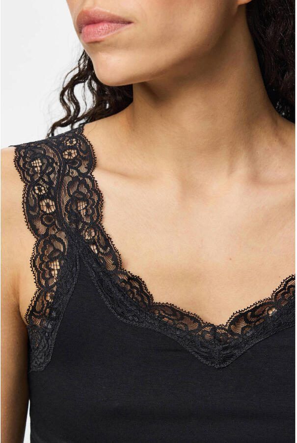 Pieces Slim fit tanktop van viscosemix model 'BARBERA LACE' - Foto 2