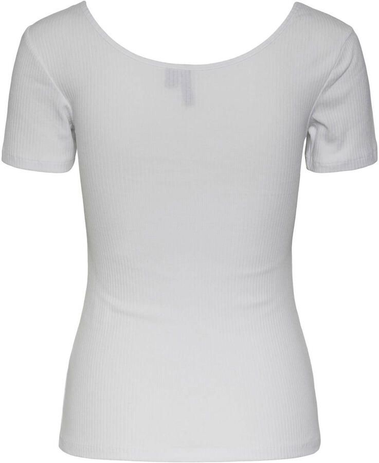 Pieces Slim fit T-shirt van katoenmix met kort drukknooppaneel model 'KITTE'