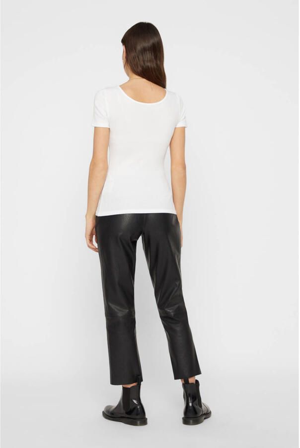 Pieces Slim fit T-shirt van katoenmix met kort drukknooppaneel model 'KITTE' - Foto 2