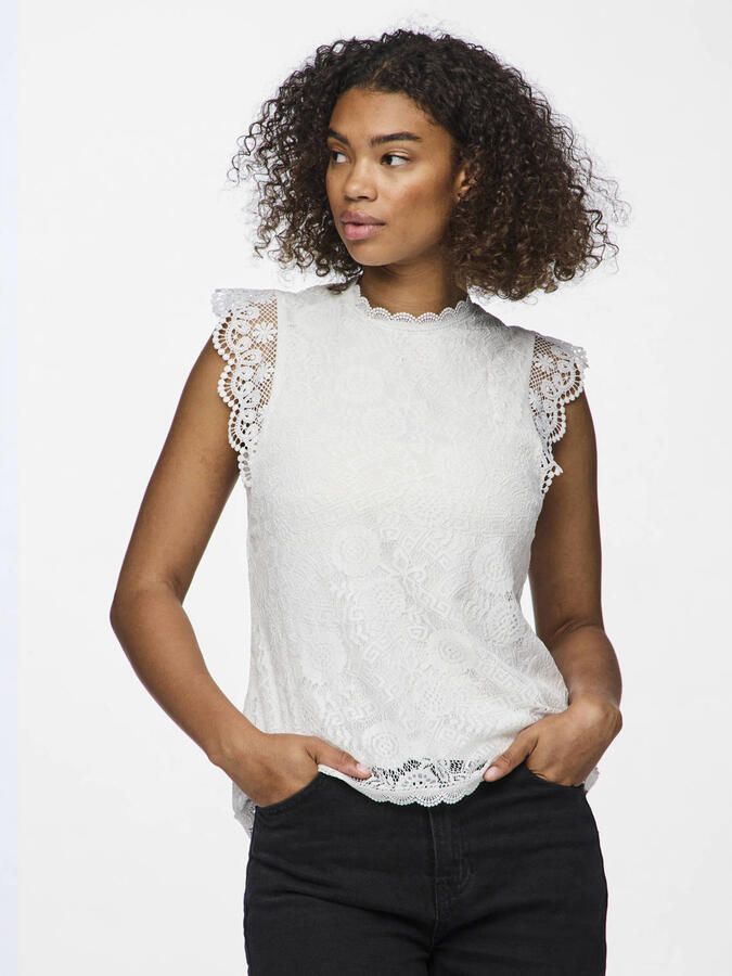 Pieces Shaped fit blousetop met kant model 'OLLINE'