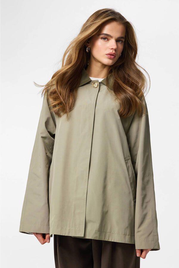PIECES trenchcoat groen