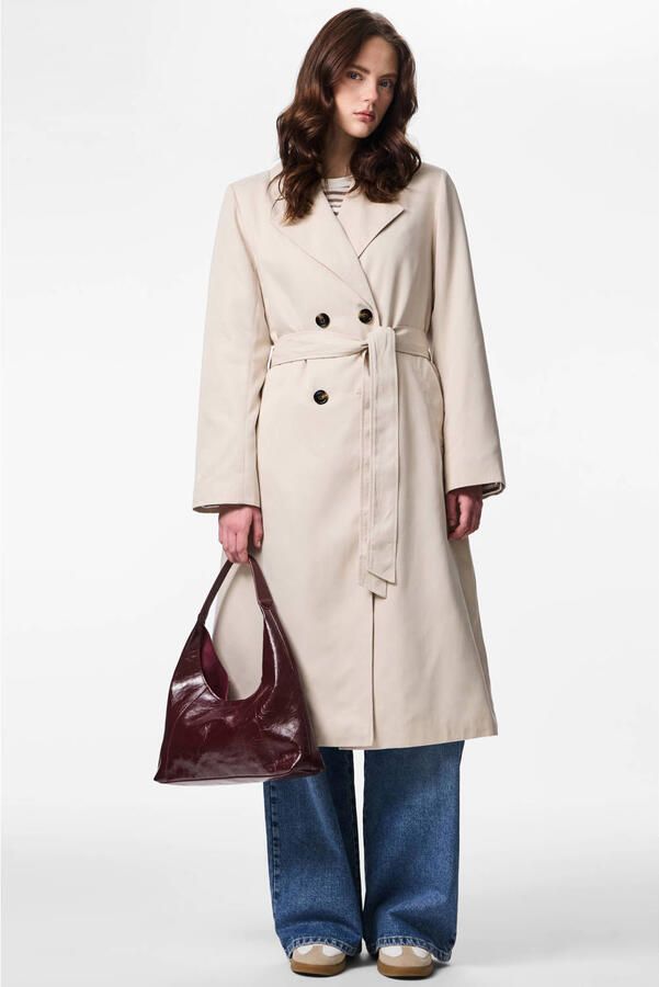 Pieces Regular fit trenchcoat met tailleriem om te strikken Model 'SCARLETT' - Foto 2