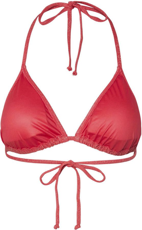 PIECES triangel bikinitop PCLAOMI met lurex koraalrood - Foto 2