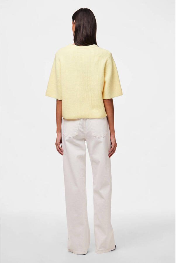 Pieces T-shirt in boxy fit van ribbreisel met wolgehalte model 'SILLY' - Foto 2