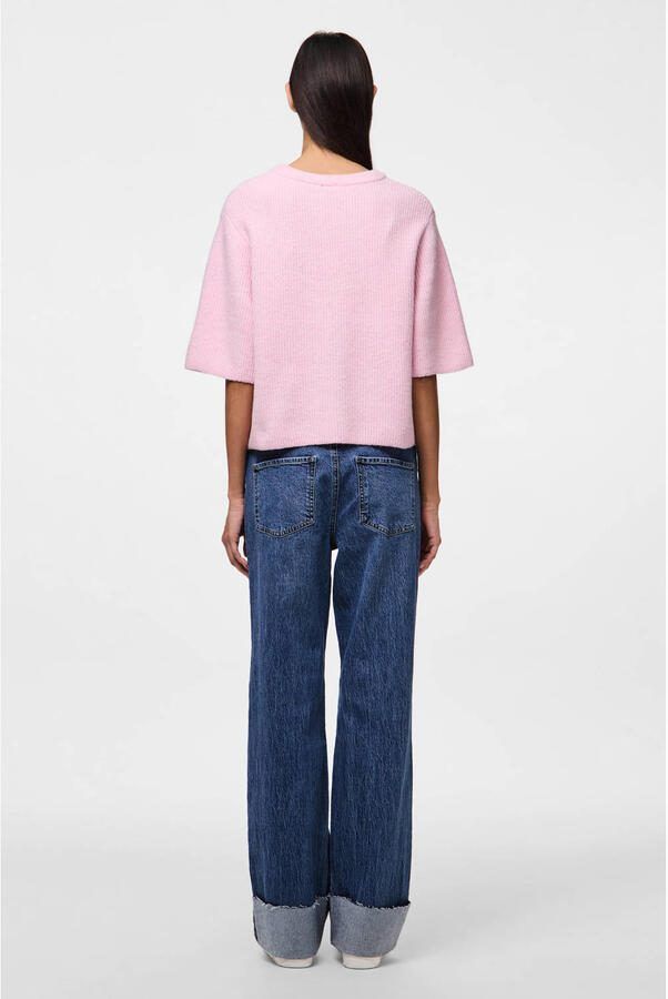 Pieces T-shirt in boxy fit van ribbreisel met wolgehalte model 'SILLY' - Foto 3