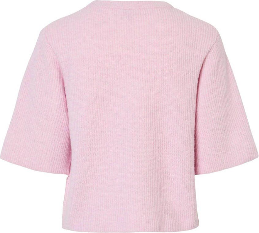 Pieces T-shirt in boxy fit van ribbreisel met wolgehalte model 'SILLY' - Foto 2