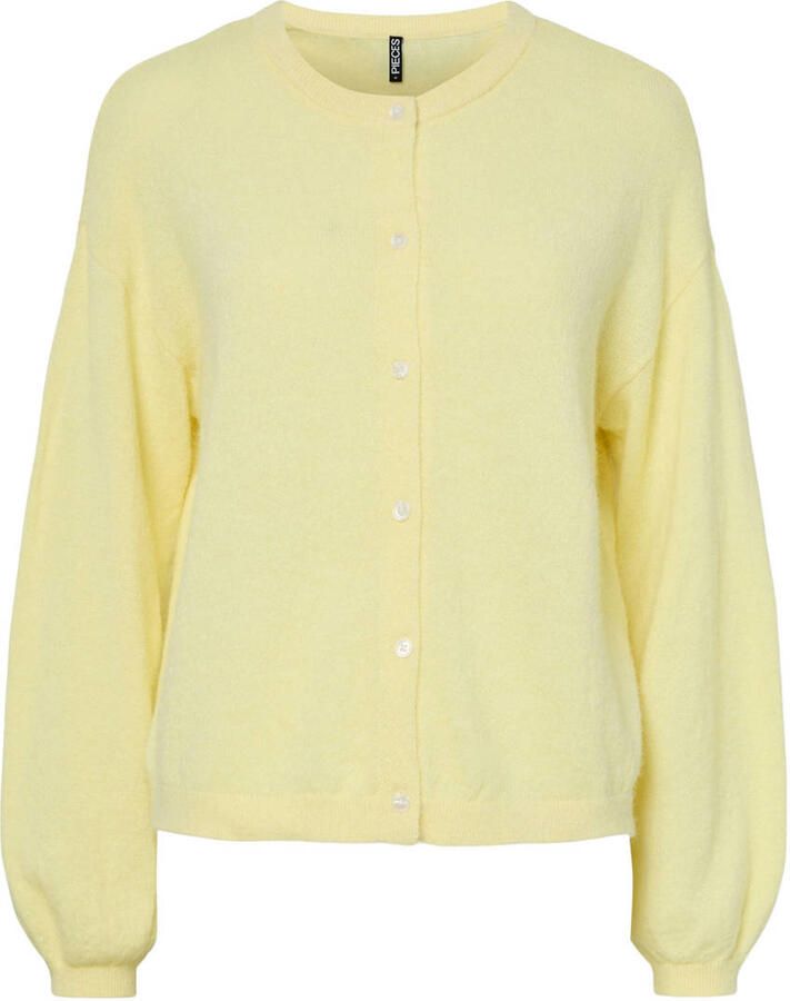 PIECES vest geel gebreid