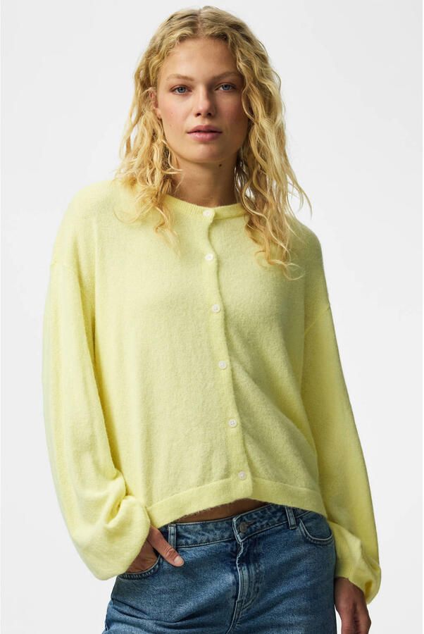 PIECES vest geel gebreid