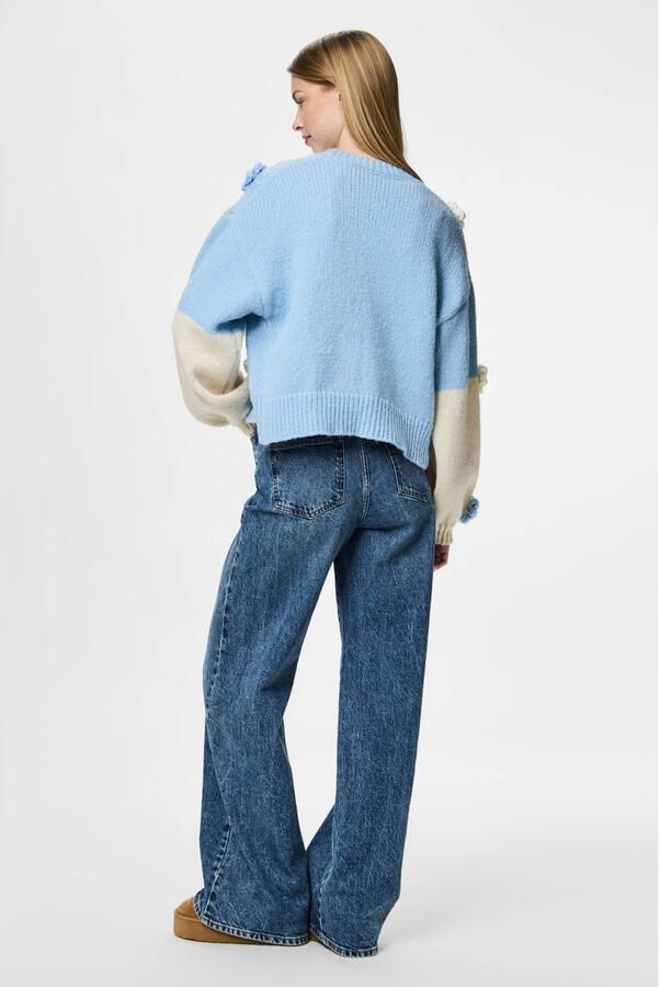PIECES vest met 3D applicatie lichtblauw ecru - Foto 2