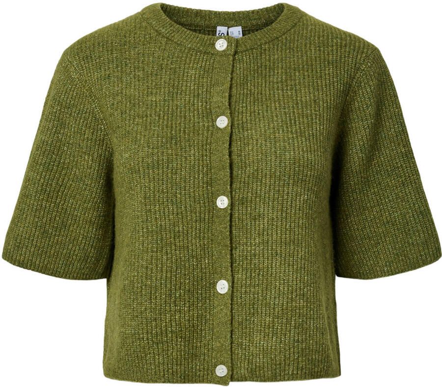 PIECES vest met wol gebreid olijfgroen