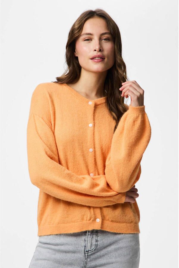 PIECES vest oranje gebreid