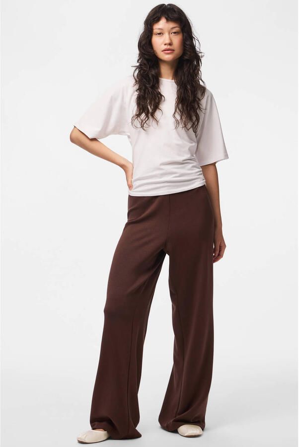 PIECES viscose wide leg sweatpants bruin